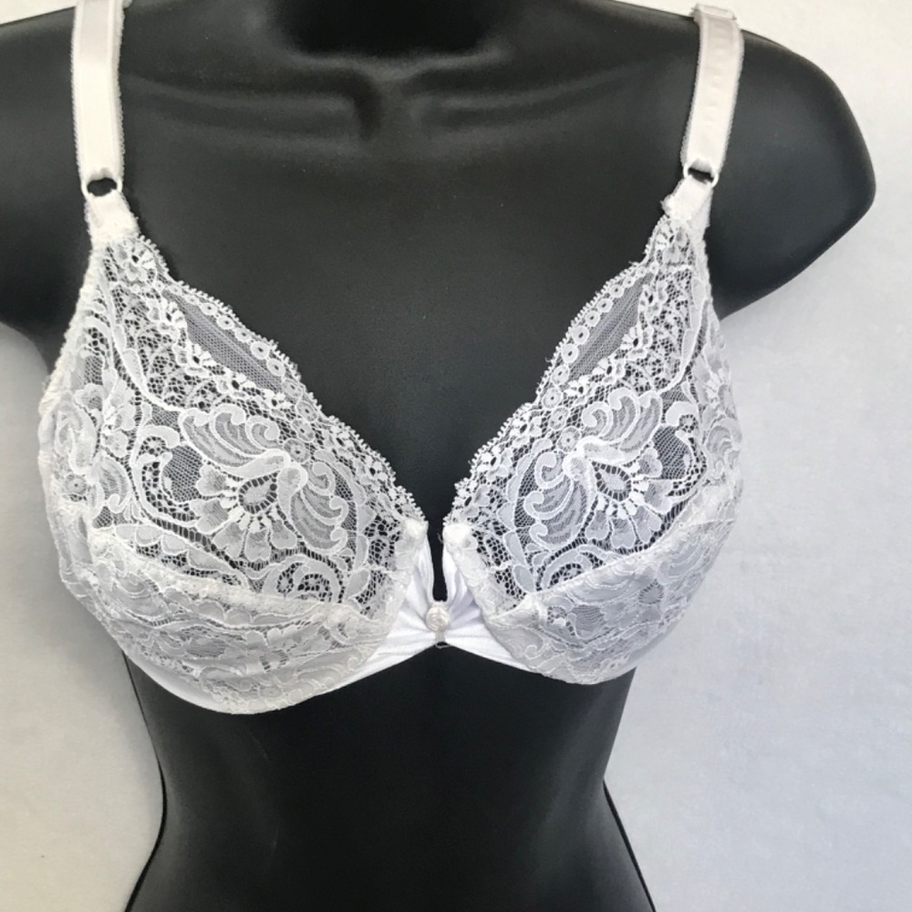 34 D bra by Oscar de la Renta white lace sexy bra underwire